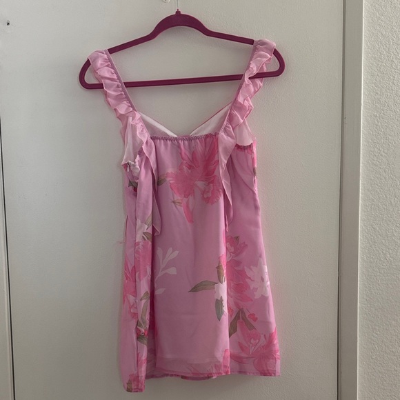 Pink Floral Ruffle Strap Top - Picture 7 of 16